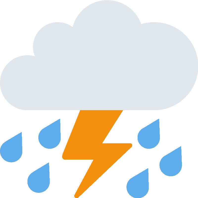 Sticker Cloud With Lightning And Rain